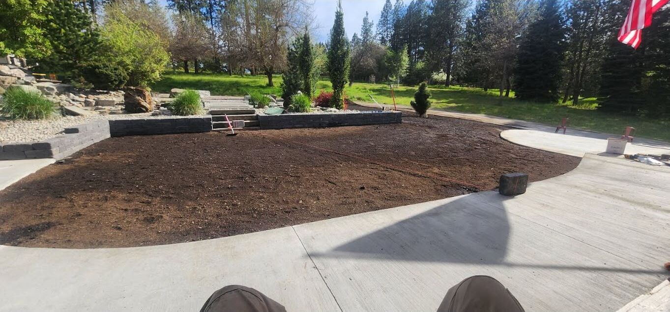 Finished sprinkler, steps and retaining wall project in Coeur d'Alene